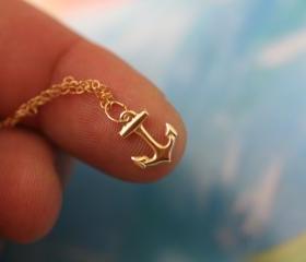 My Tiny Anchor Necklace - 14K Gold Filled Charm Minimalist Necklace Jewelry - All 14k gold filled.