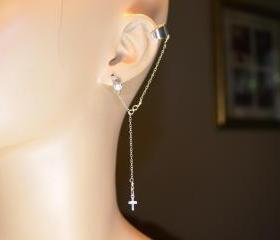 Tiny Sterling silver Infinity Ear Cuff-Dainty Sterling Silver Cross Ear Cuff- All 925 Sterling Silver.